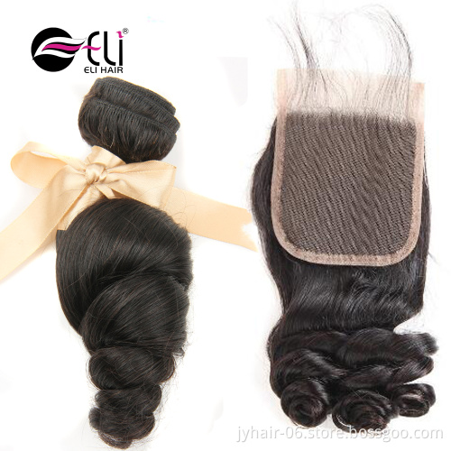 Cheap Wholesale Bohemian Kinky Fumi Deep Curly Wave Transparent Jet Black Top U Part Human Hair Lace Closure